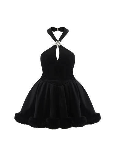 Juliet Velvet Halter Dress (Black) - Nana Jacqueline - Modalova