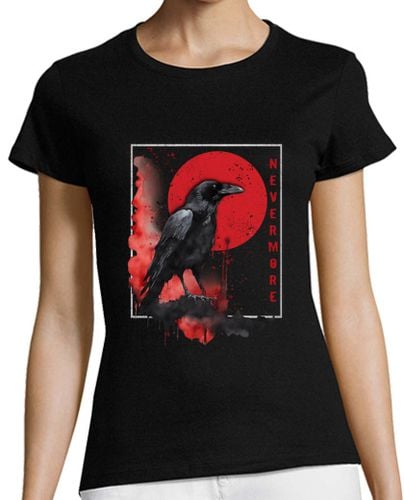 Camiseta Mujer Manga Corta Edgar Allan Poe Nevermore gótico cuervo laTostadora - latostadora.com - Modalova