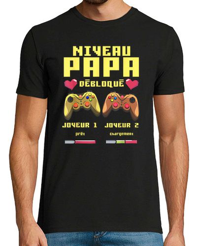 Camiseta nivel de papá desbloqueado futuro padre hijo jugador anuncio de embarazo - latostadora.com - Modalova