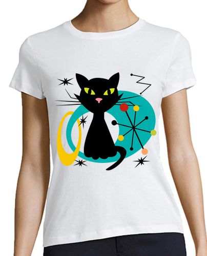 Camiseta mujer gato negro de mediados de siglo laTostadora - latostadora.com - Modalova