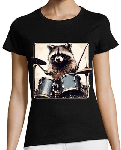Camiseta mujer baterista mapache - latostadora.com - Modalova