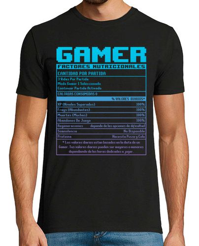 Camiseta Gamer Etiqueta Factores Nutricionales Regalo Videojuegos Friki - latostadora.com - Modalova