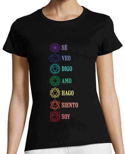 Camiseta Mujer Manga Corta Chakras Yoga Emociones Regalo Día De La Madre laTostadora - latostadora.com - Modalova