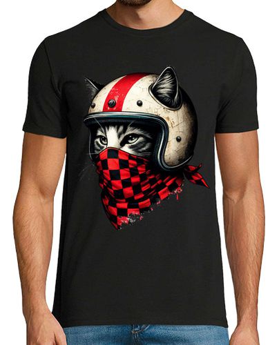 Camiseta gato motociclista retro con casco genial - latostadora.com - Modalova