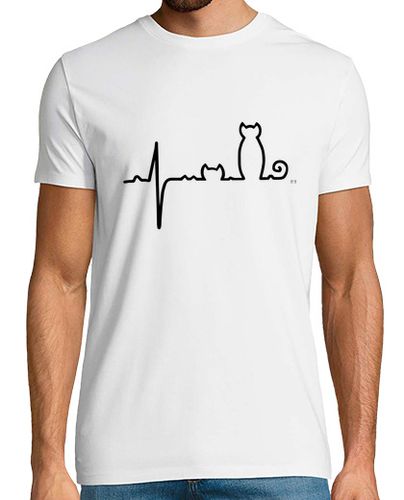Camiseta Electrogatograma Gato en negro - latostadora.com - Modalova