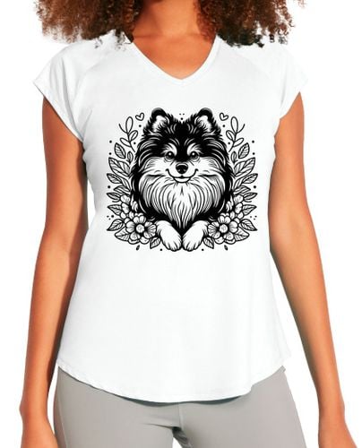 Camiseta Mujer Deportiva POMERANIAN - BLACK AND WHITE laTostadora - latostadora.com - Modalova