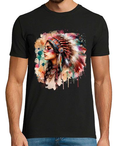 Camiseta Hombre Manga Corta Native american woman watercolor laTostadora - latostadora.com - Modalova