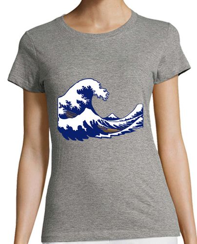 Camiseta Mujer Manga Corta de onda de la onda hokusai fuji impresión laTostadora - latostadora.com - Modalova