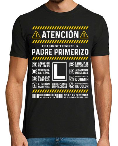 Camiseta Atención Padre Primerizo Papá Novato En Prácticas Regalo Día Del Padre - latostadora.com - Modalova
