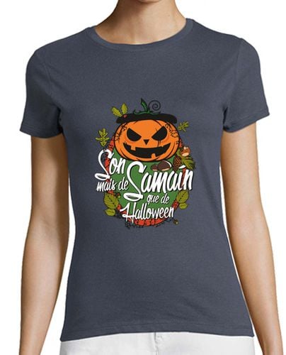 Camiseta Mujer Manga Corta Son mais de Samaín que de Halloween - Muller laTostadora - latostadora.com - Modalova