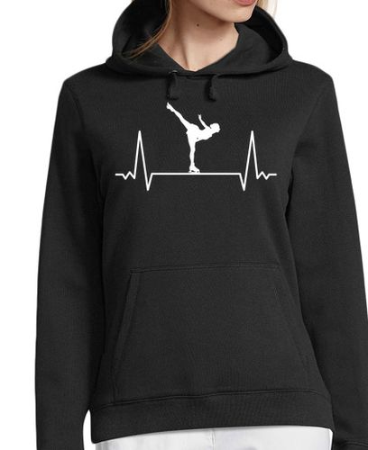 Sudadera Con Capucha Para Mujer patinadora artística en traje de patinaje sobre hielo electrocardiograma partidario laTostadora - latostadora.com - Modalova