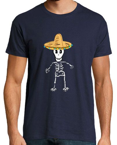 Camiseta Esqueleto mexicano. Hombre, manga corta, azul marino, calidad extra - latostadora.com - Modalova