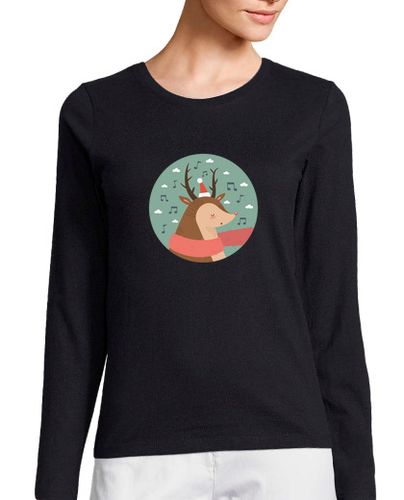 Camiseta Mujer Manga Larga navidad ciervos .. fa la la la la! mujer de manga larga camiseta laTostadora - latostadora.com - Modalova