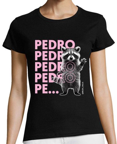 Camiseta Mujer Manga Corta Mapache negra Pedro Pedro Pe laTostadora - latostadora.com - Modalova