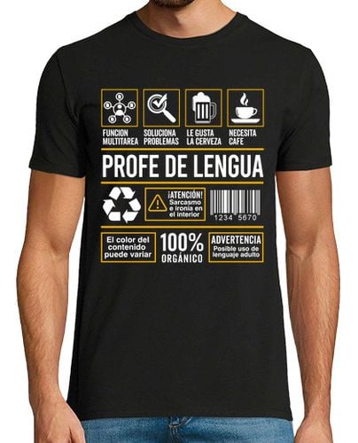 Camiseta Hombre Manga Corta Etiqueta Divertida Profe De Lengua Regalo Profesor Fin De Curso laTostadora - latostadora.com - Modalova