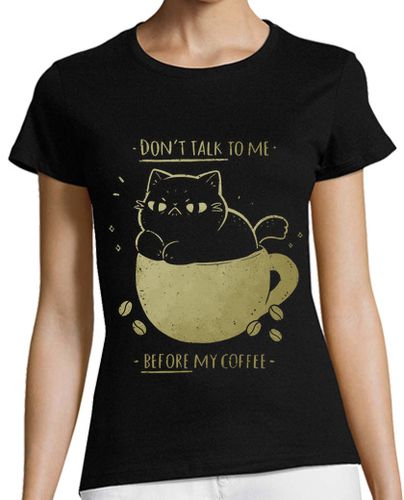 Camiseta mujer gato gruñón antes de tomar café laTostadora - latostadora.com - Modalova