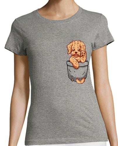 Camiseta Mujer Manga Corta bolsillo labradoodle cachorro - camisa de mujer laTostadora - latostadora.com - Modalova