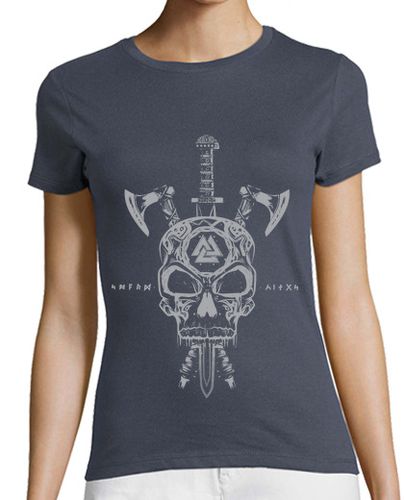 Camiseta mujer Calavera Vikingos y Armas Gris laTostadora - latostadora.com - Modalova