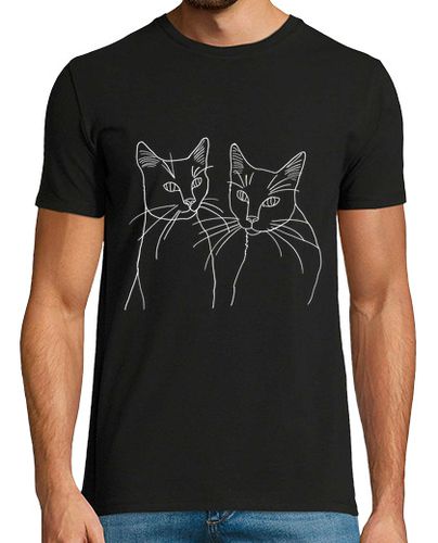 Camiseta Hombre Manga Corta dos gatos blancos con camisa negra laTostadora - latostadora.com - Modalova