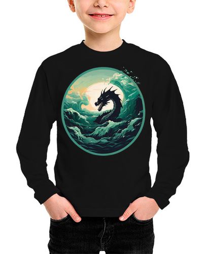 Camiseta Niño Manga Larga dragones bailando sobre las olas laTostadora - latostadora.com - Modalova