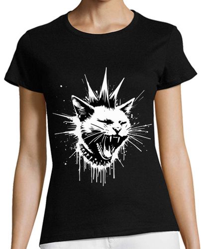 Camiseta Mujer Manga Corta punk gato arte callejero pintada laTostadora - latostadora.com - Modalova