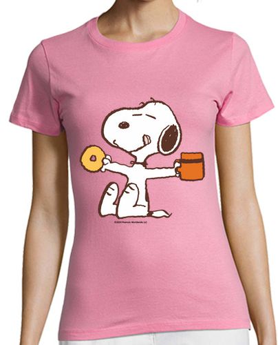 Camiseta Mujer Manga Corta Snoopy Café y rosquilla laTostadora - latostadora.com - Modalova