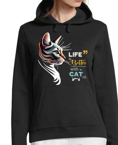 Sudadera Con Capucha Para Mujer Gato artistico SM laTostadora - latostadora.com - Modalova