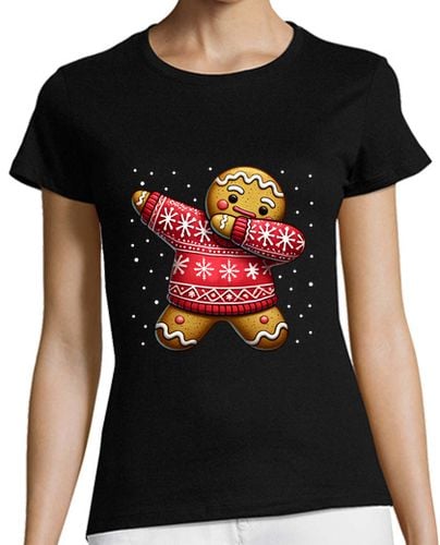 Camiseta Mujer Manga Corta Divertido hombre de jengibre navideño f laTostadora - latostadora.com - Modalova