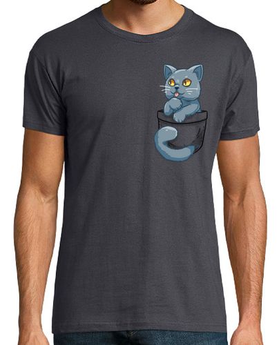 Camiseta Hombre Manga Corta bolsillo lindo británico gato de pelo corto - camisa de hombre laTostadora - latostadora.com - Modalova