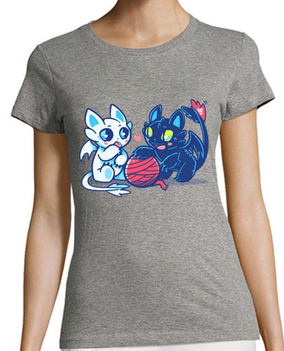 Camiseta mujer gatos dragón luz y noche - camisa de mujer - latostadora.com - Modalova