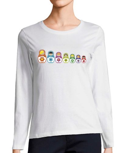 Camiseta Mujer Manga Larga Matryoshkas - Manga Larga Mujer laTostadora - latostadora.com - Modalova