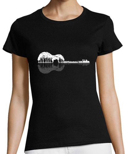 Camiseta mujer lago con guitarra reflejo guitarra - latostadora.com - Modalova
