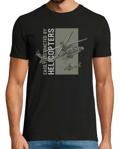 Camiseta se distrae fácilmente con helicópteros divertida aviación militar - latostadora.com - Modalova