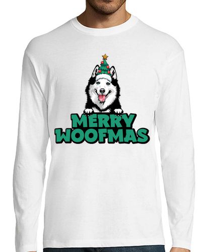 Camiseta Hombre Manga Larga feliz woofmas gracioso husky perro navi laTostadora - latostadora.com - Modalova