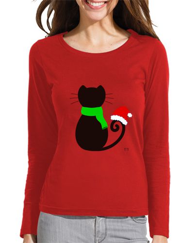 Camiseta mujer Gato Papá Noel Navidad - latostadora.com - Modalova