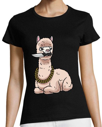 Camiseta mujer alpaca con cuchillo animal divertido - latostadora.com - Modalova