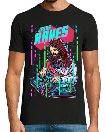 Camiseta Jesús Raves DJ Música Techno Cristiano Aesthetic Cristo Rave En Inglés laTostadora - latostadora.com - Modalova