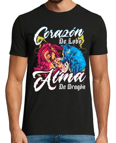 Camiseta Hombre Manga Corta Corazón de Lobo Alma de Dragón Guerrero Dragones y Lobos laTostadora - latostadora.com - Modalova