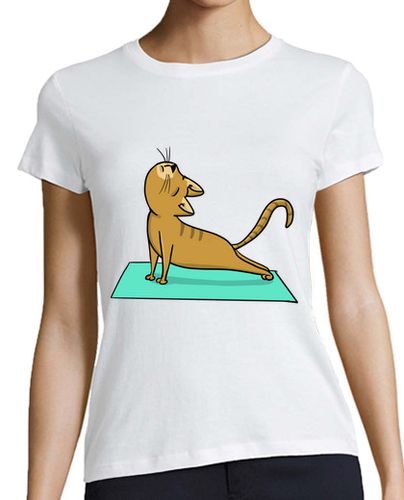 Camiseta mujer Gato haciendo yoga - latostadora.com - Modalova