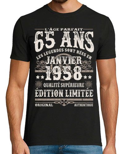 Camiseta 65 años - cumpleaños enero 1958 - latostadora.com - Modalova