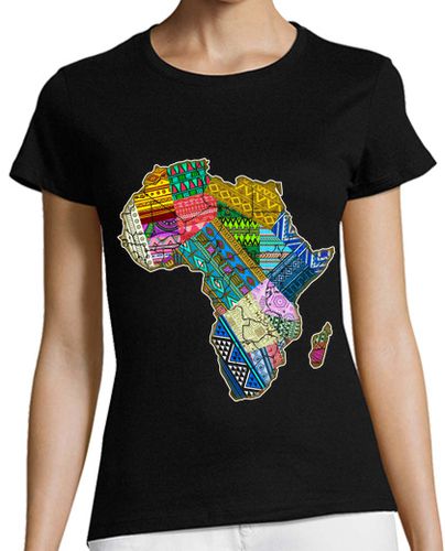 Camiseta Mujer Manga Corta Mapa de África Texturas Orgullo Africano Cultura Africana laTostadora - latostadora.com - Modalova