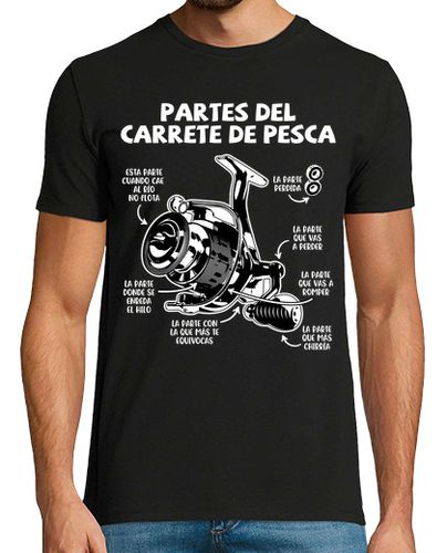 Camiseta Hombre Manga Corta Partes del Carrete Caña de Pescar Deporte Pesca Pescador laTostadora - latostadora.com - Modalova