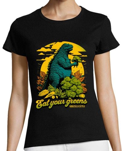 Camiseta Mujer Manga Corta Eat Your Greens, Godzilla Style laTostadora - latostadora.com - Modalova