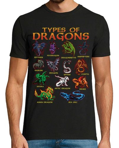 Camiseta Hombre Manga Corta Tipos de Dragones Juegos de Rol Dragones y Mazmorras RPG laTostadora - latostadora.com - Modalova