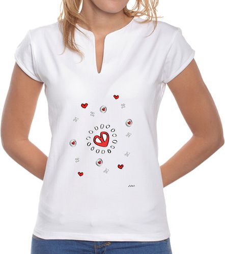 Camiseta Mujer Cuello Mao Heart Flowers Sweet Love laTostadora - latostadora.com - Modalova