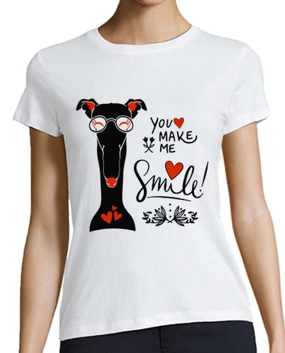 Camiseta Mujer Manga Corta Smile galgo negro laTostadora - latostadora.com - Modalova