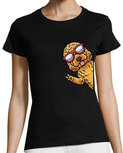 Camiseta Mujer Manga Corta caniche de perro cockapoo con gafas de laTostadora - latostadora.com - Modalova