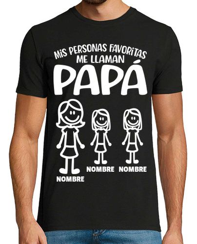 Camiseta Papá Mamá 2 Chicas Personalizado Regalo Día Del Padre - latostadora.com - Modalova