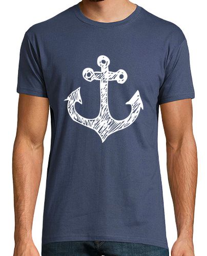 Camiseta Hombre Manga Corta ancla blanca azul marino (cuello redondo) laTostadora - latostadora.com - Modalova