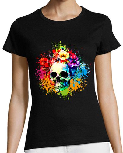 Camiseta Mujer Manga Corta calavera acuarela laTostadora - latostadora.com - Modalova